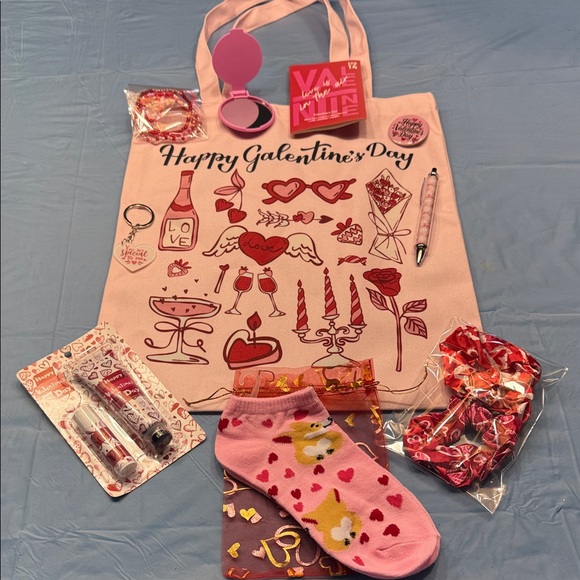 The Unbranded Brand Handbags - Charming Pink Galentine's Day Tote Bag filled with fun gifts